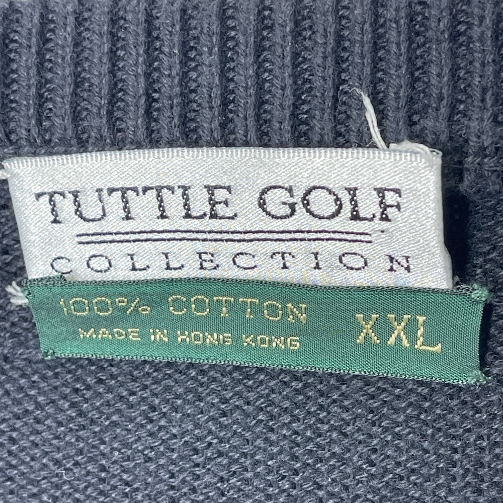 Tuttle Golf Collection Geometric Crewneck Sweater 100% Cotton Black Brown White - Picture 3 of 5